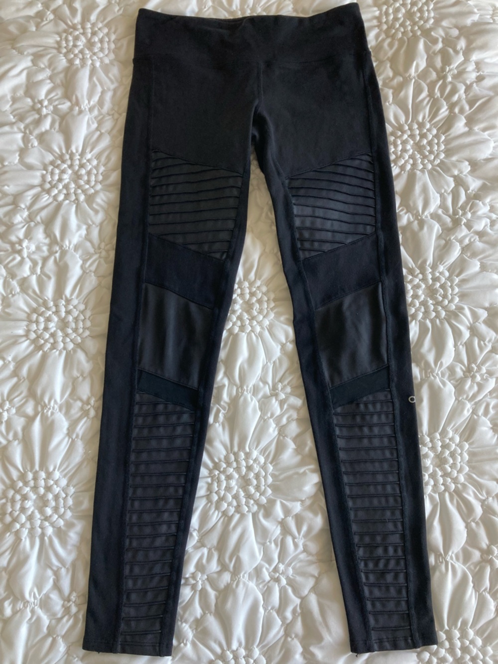 ALO Yoga Black Moto-Panel Leggings